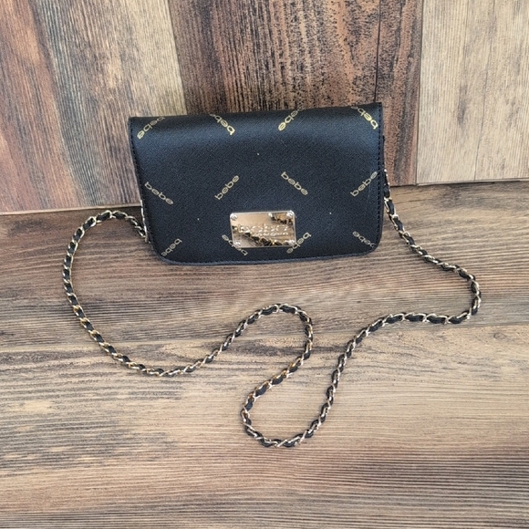 Handbags - Bebe Mini Monogram Canvas Black Designer Crossbody Bag